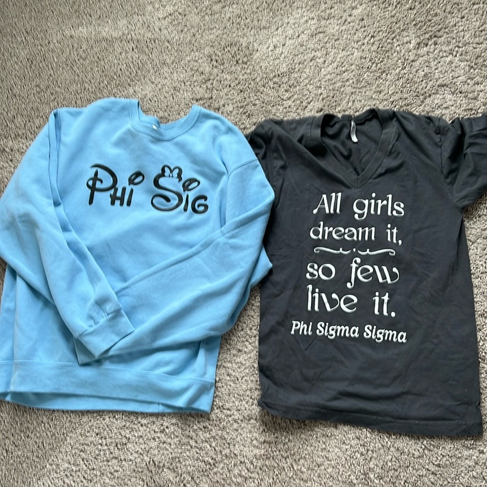 Phi Sigma Sigma sweatshirt Size M and t-shirt Size S